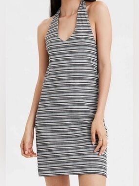 American Eagle Ribbed Striped Halter Dress - Size Small